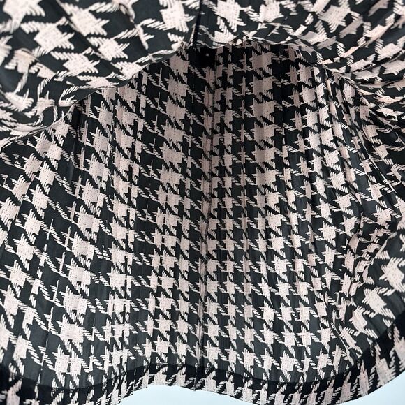Unbranded Vintage Pink & Black Houndstooth Pleated Midi Skirt Size 8 - Picture 4 of 7